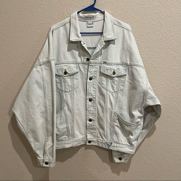 VTG GUESS by Georges Marciano Jean Jacket XL Batwing Light Wash Men’s - Picture 2 of 15